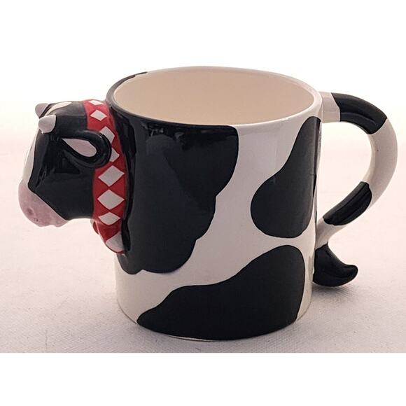MUG-RUSS-Black & White Cow-3-D Design-Whimsical-Farm Animal-Holds 12 oz - Picture 5 of 14